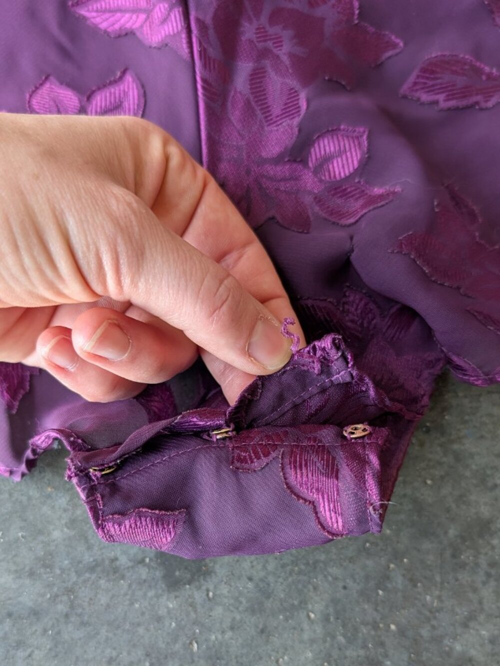 Vintage Solange Purple Floral Jacquard Sheer Romper Lingerie Nightie size 18/20 - Picture 3 of 7